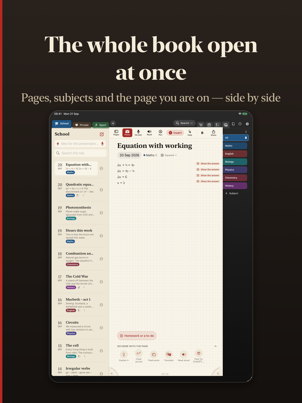 The whole book open on iPad