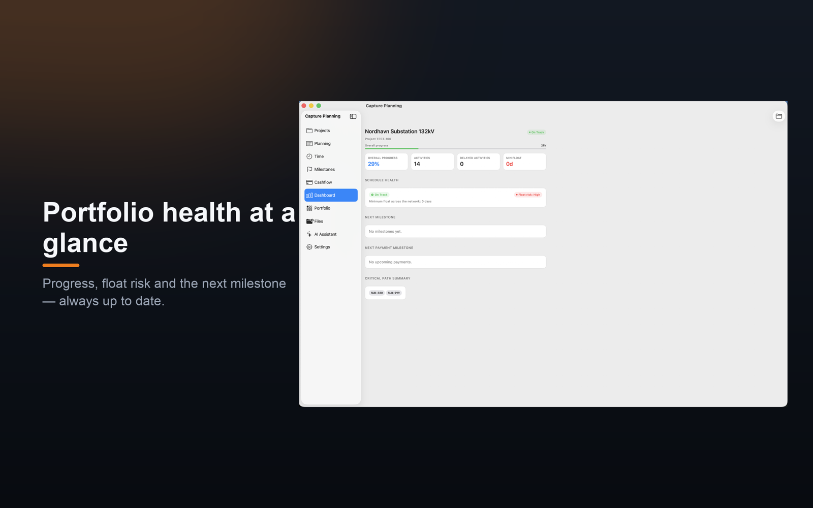 The Capture Planning dashboard on a Mac