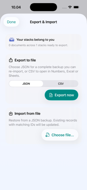 Export and import in StackStore Family